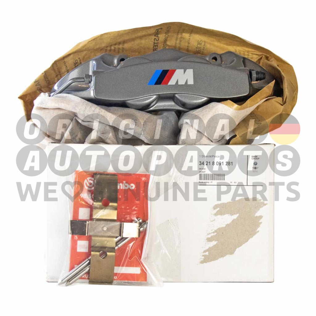 Genuine Bmw M Performance Brake Caliper 4-Pot Rear Left Silver 34218091281